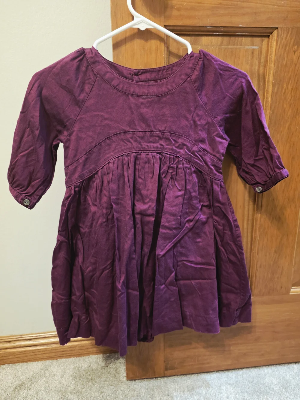 Tea Collection Girls Plum Cotton Gathered Dress